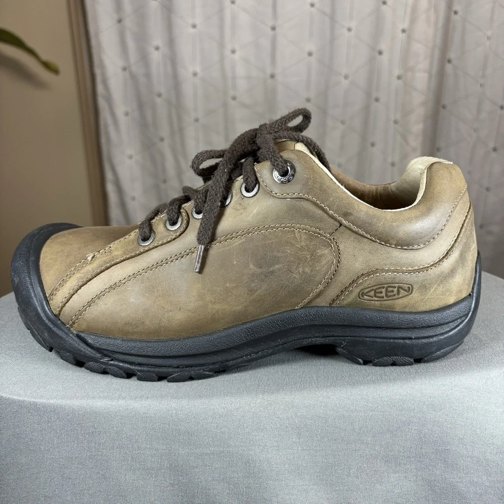 KEEN Presidio Classic Brown Leather Hiking Shoes Men's Size 9.5M, Rubber Soles